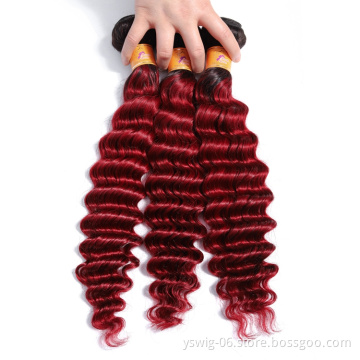 100% Peruvian Human Bundle Virgin Hair Vendors, Unprocessed Peruvian Virgin Hair, 1b/Burg# Deep Wave Peruvian Human Hair Bundles